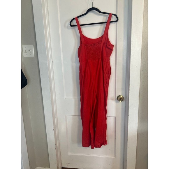 Cynthia Rowley Red 100% Linen Jumpsuit Size 8 - Picture 7 of 8